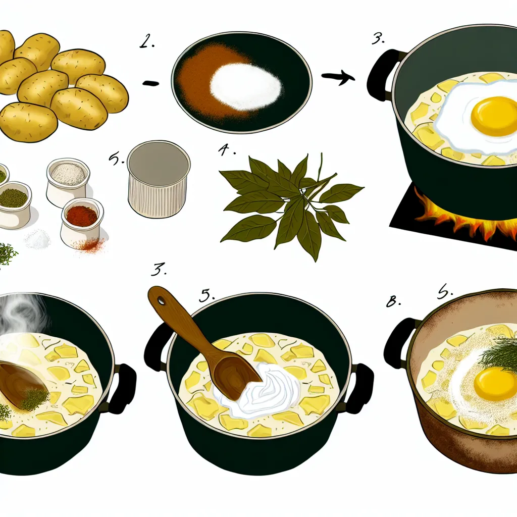 A krumplifőzelék alapanyagai: sárga krumpli, tejföl, pirospaprika és babérlevél