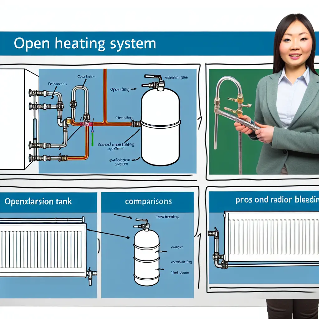 A nyitott fűtési rendszer egyszerűsített rajza vegyestüzelésű kazánnal és tágulási tartállyal.