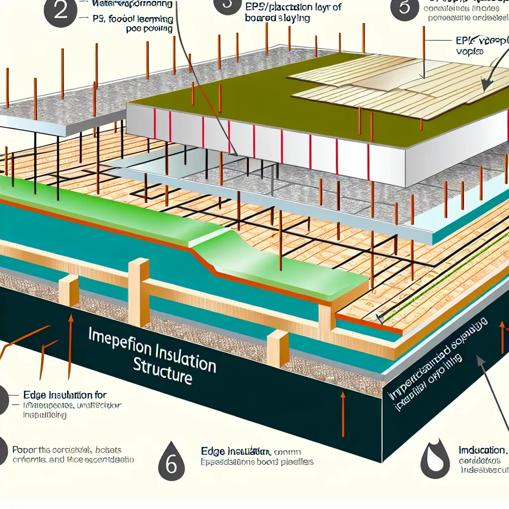 Aljzat szigetelés rétegrend 3D keresztmetszeti ábra