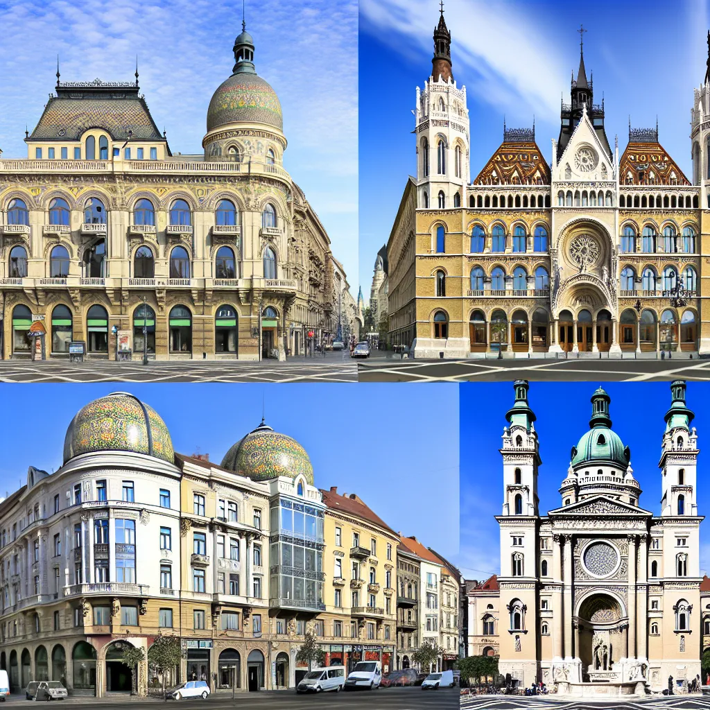 Budapest Ferenciek tere naplementekor a Klotild-palotákkal