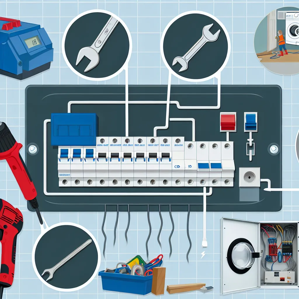 Kismegszakítók és Fi-relé közeli képe az elosztódobozban