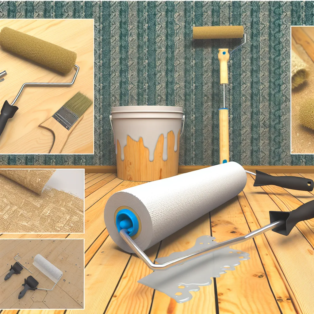 Fűrészporos tapéta textúrája és festőhenger közelről