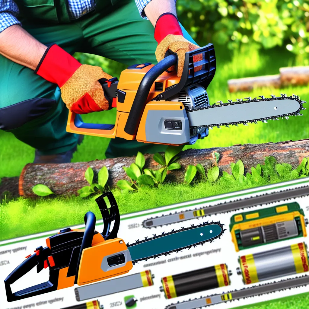 Gallyazás akkus láncfűrésszel: munka közben a kertben védőfelszerelésben