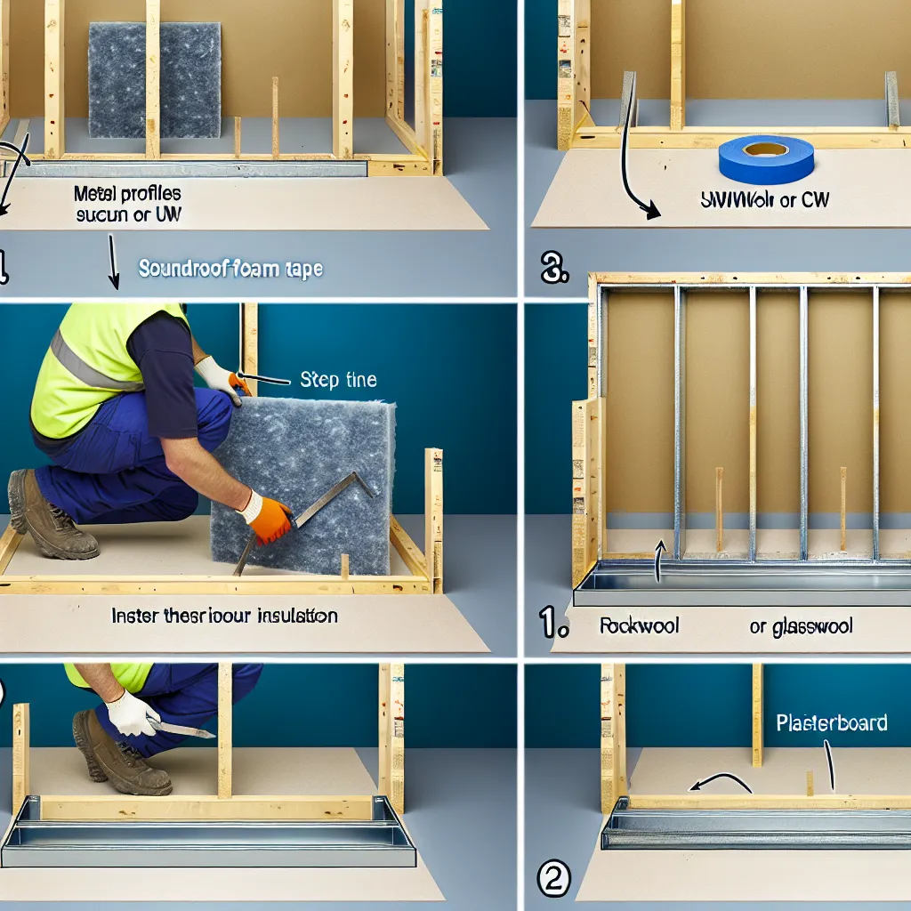 Gipszkarton előtétfal rétegrendje és szerkezete metszeti ábrán