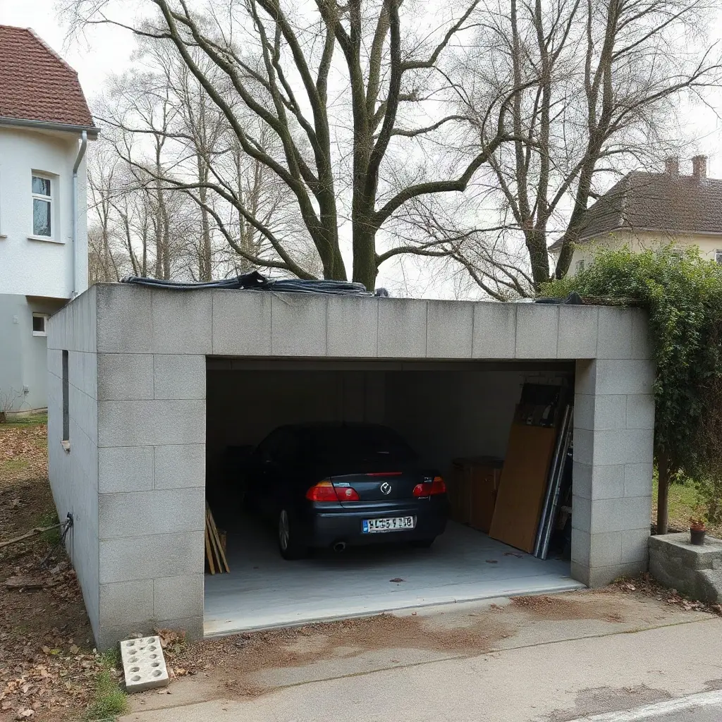 Használt beton panel garázsok sora magyar lakótelepen