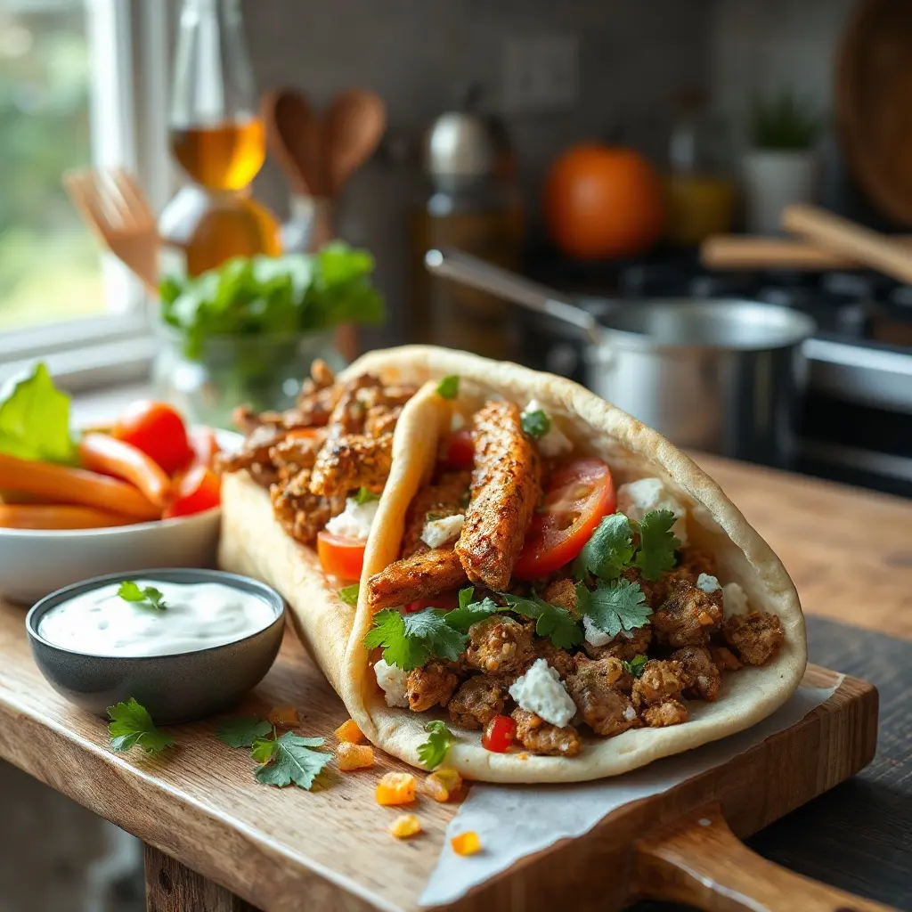 Házi gyros hozzávalók – fűszerek, hús, görög joghurt és friss zöldségek