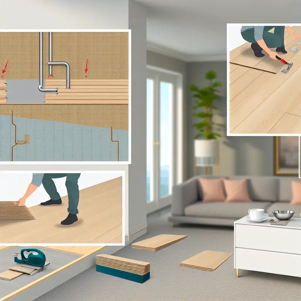 Kezdődik a Diego laminált padló lerakása: párazáró fólia és alátétlemez terítése az aljzatra.