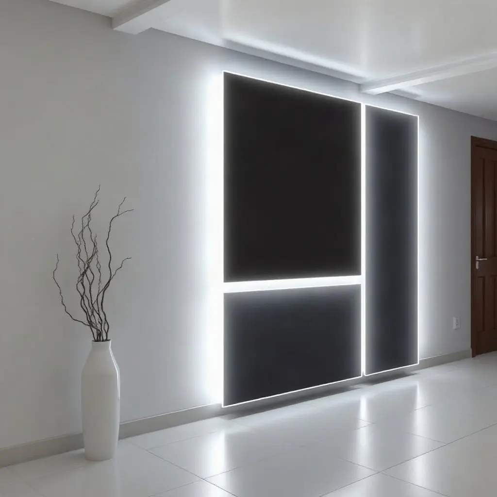 Klarstein infravörös fűtőpanel modern nappaliban falra szerelve