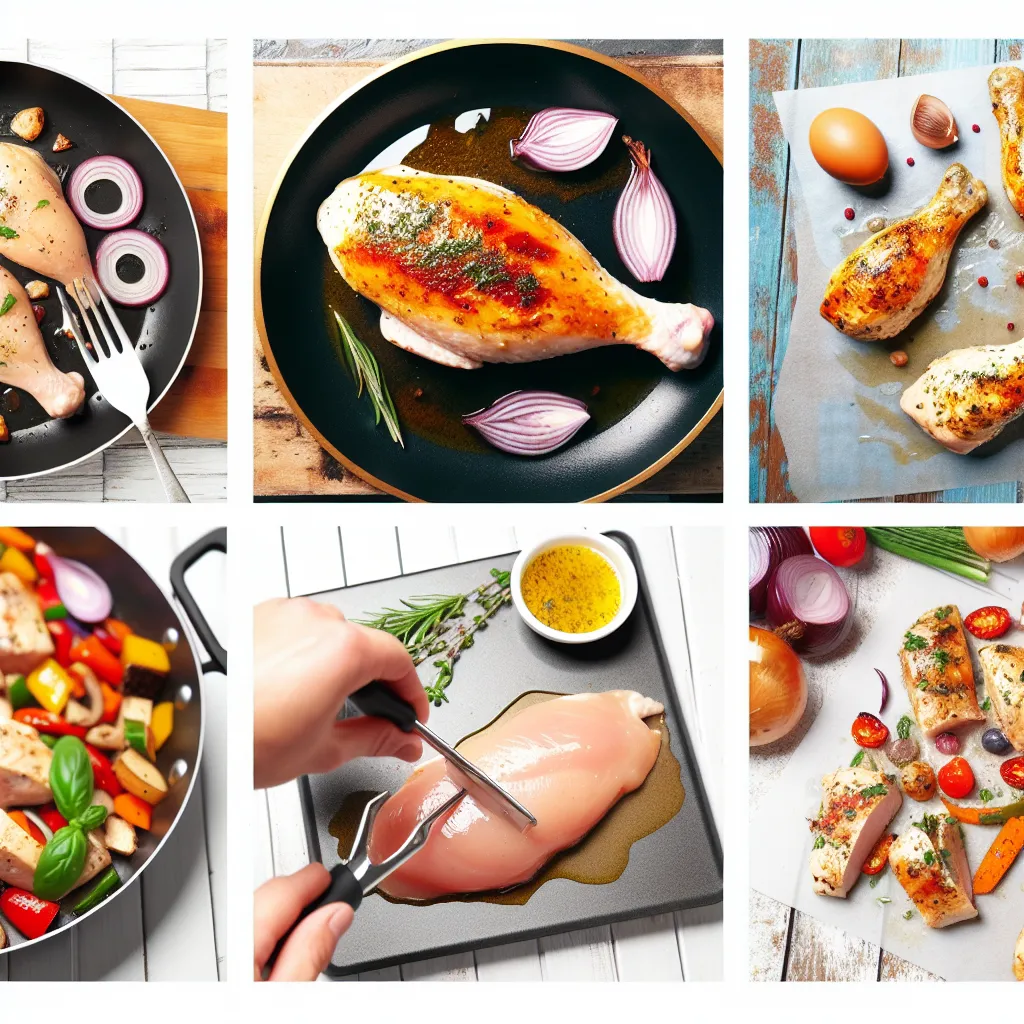 Különböző házi pácok csirkemellhez üvegtálakban