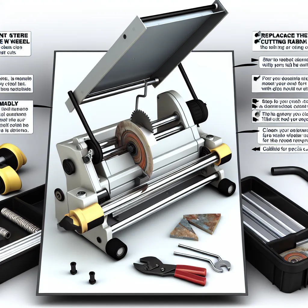 Kézi csempevágó vágókerék közelről, amint karcolja a lapot