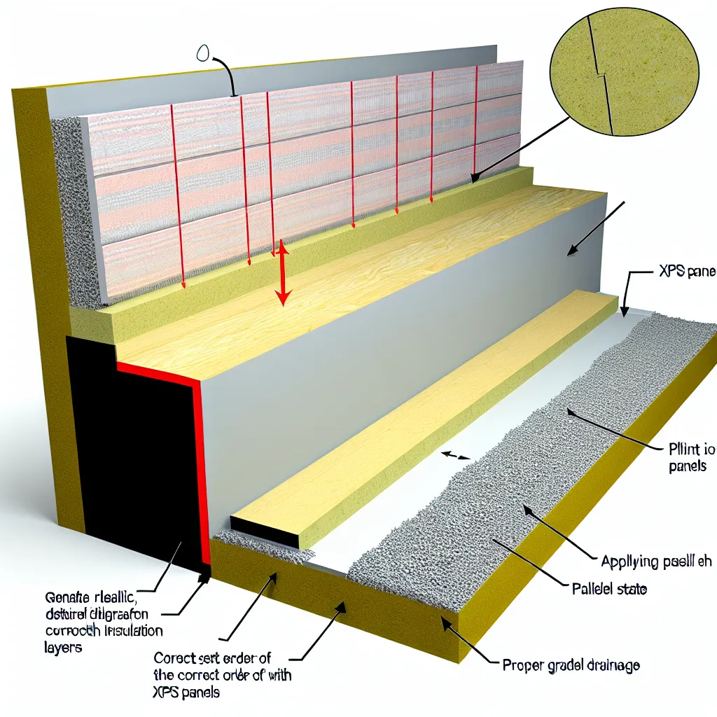 Lábazat szigetelés rétegrend keresztmetszeti rajza XPS és vízszigeteléssel