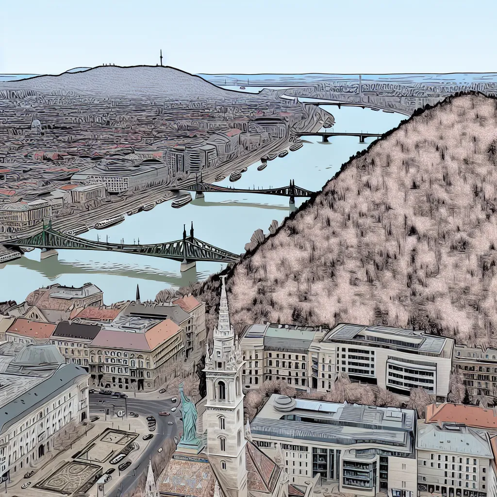 Lenyűgöző panoráma a Dunára és Budapestre a Gellérthegyről naplementekor