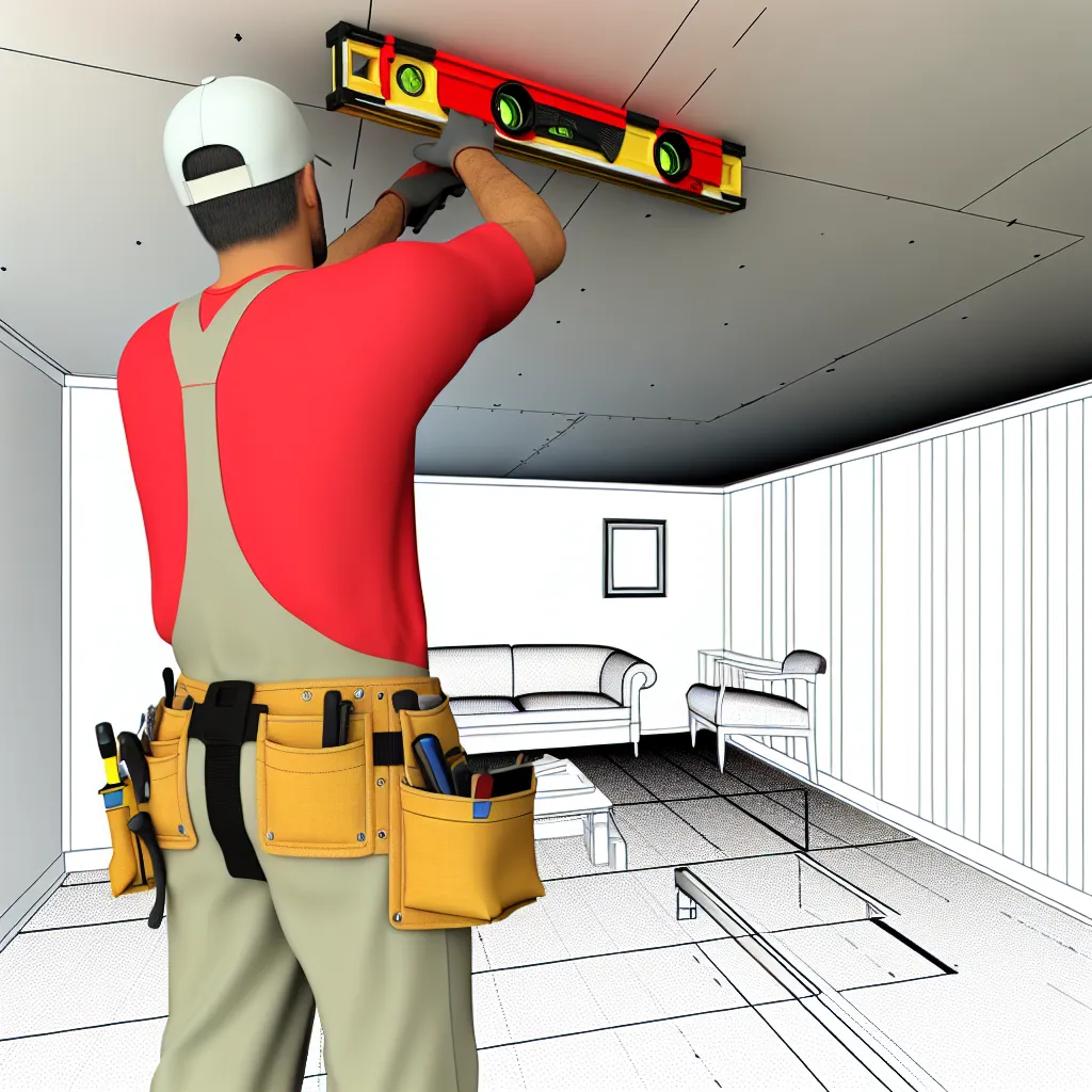 Lézeres szintező és T-támasz használata gipszkarton váz építésénél