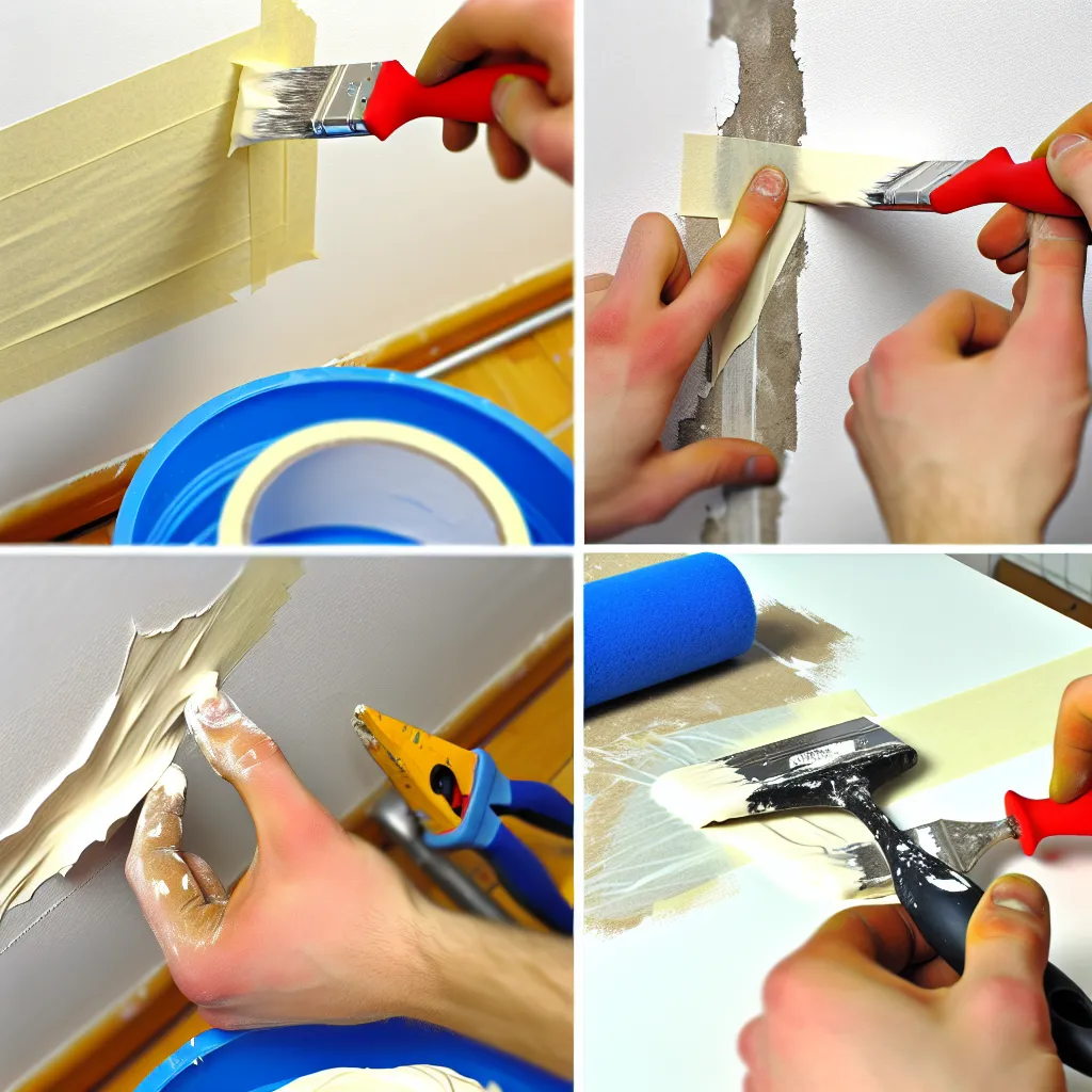 Maszkolószalag helyes lehúzása 45 fokos szögben a falról