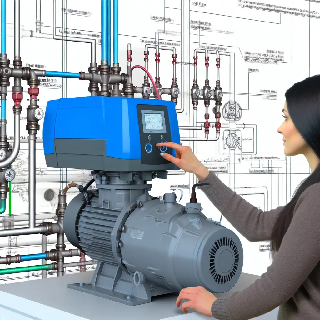 Modern elektronikus keringető szivattyú digitális kijelzővel és csövekkel.