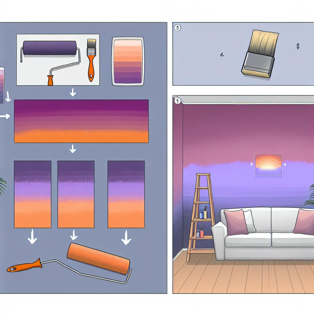 Modern nappali kék és fehér színátmenetes ombre fallal