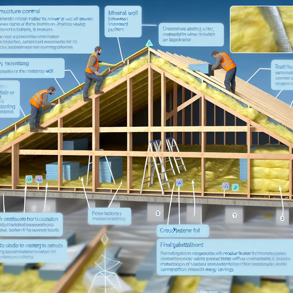 Padlástér szigetelés rétegrend 3D keresztmetszet ábra