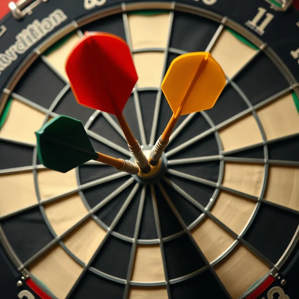 Profi dartsjátékos dobás közben a versenypályán – darts eredmények
