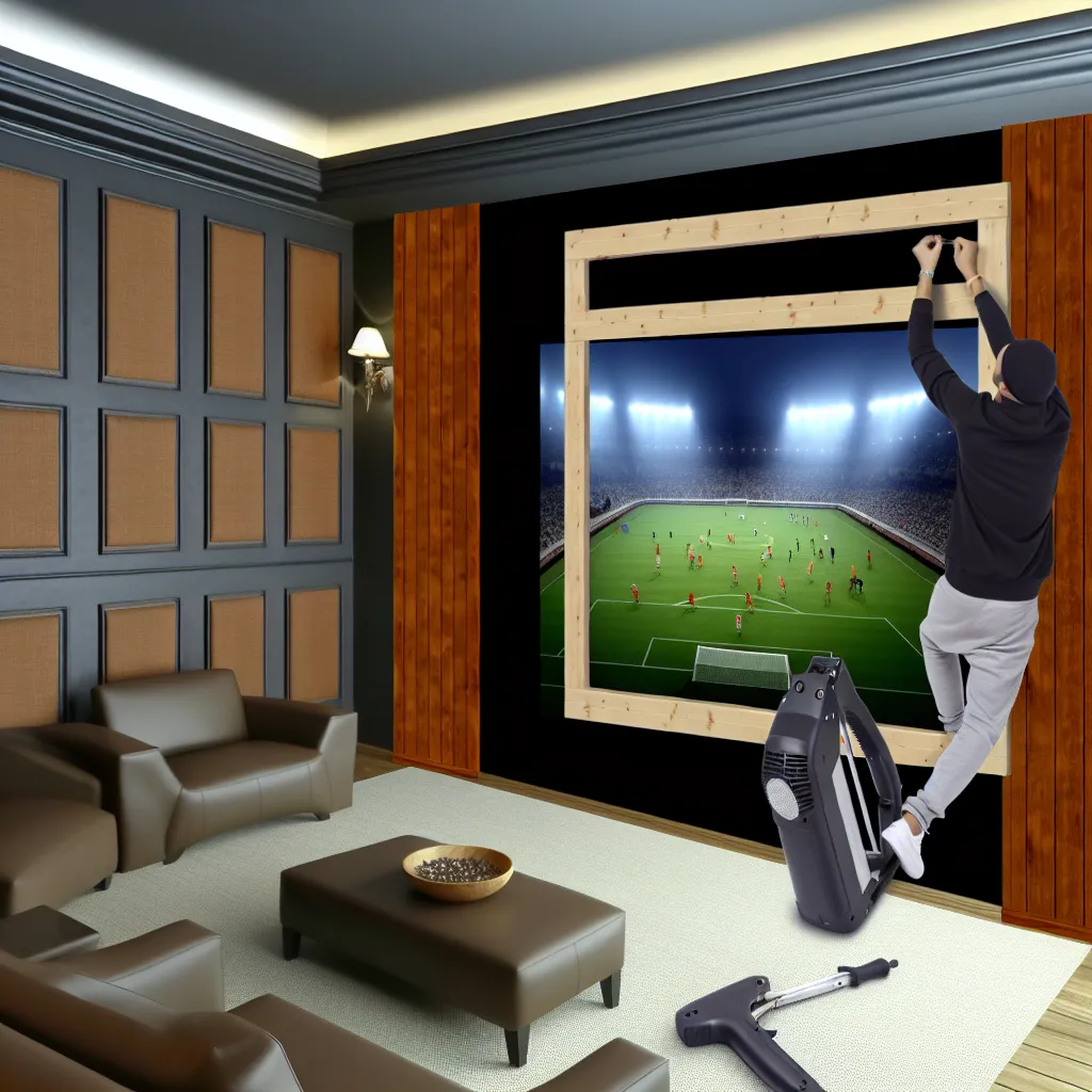 Projektorvászon feszítése tűzőgéppel fa keretre