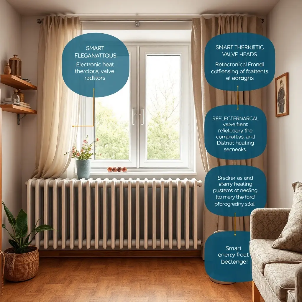 Radiátor hőmennyiségmérő elektronikus eszköz okos termosztátfejjel egy modern lakásban
