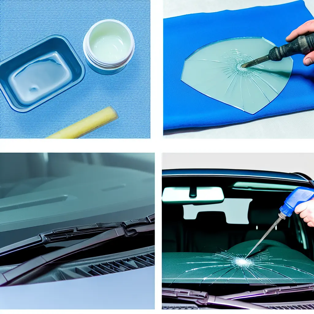 Sérült szélvédő kőfelverődéssel, javítás előtt