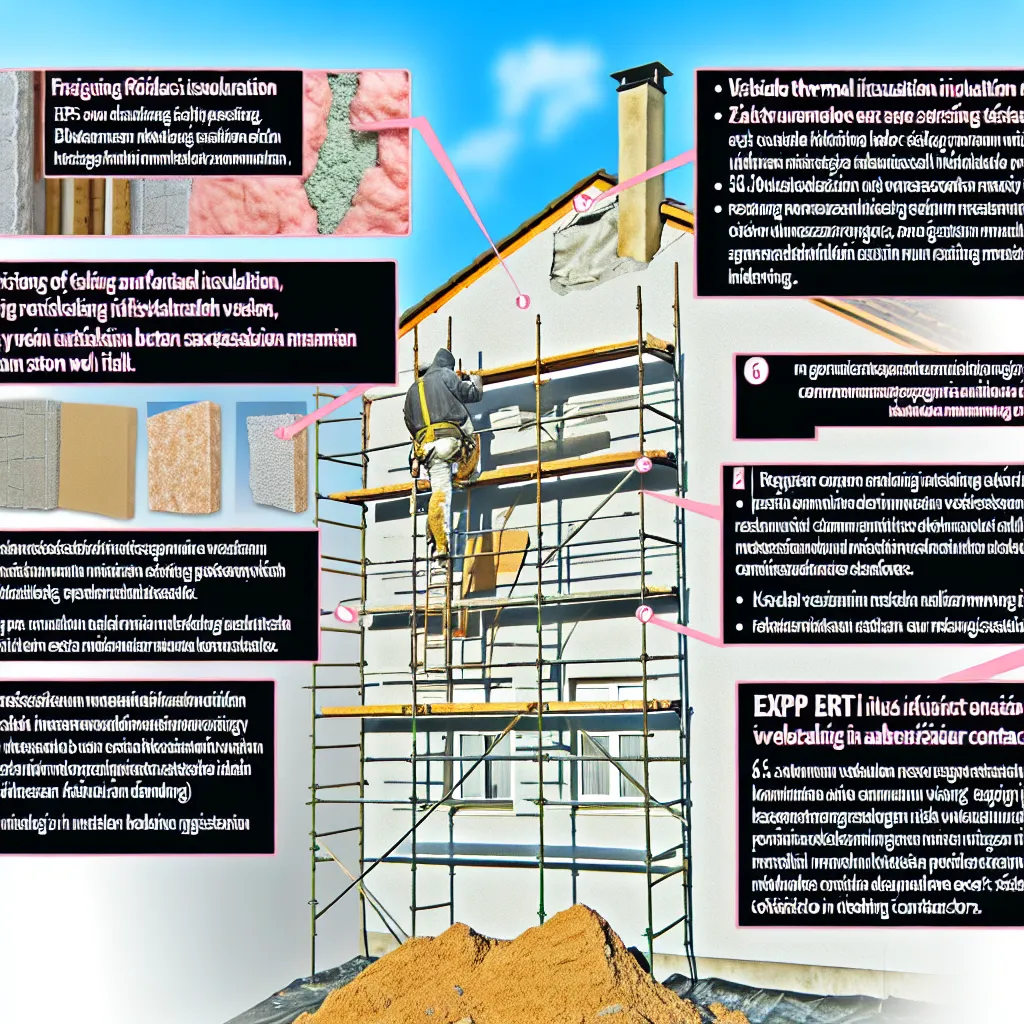 Szakember EPS homlokzati hőszigetelő lapokat ragaszt fel egy családi házra